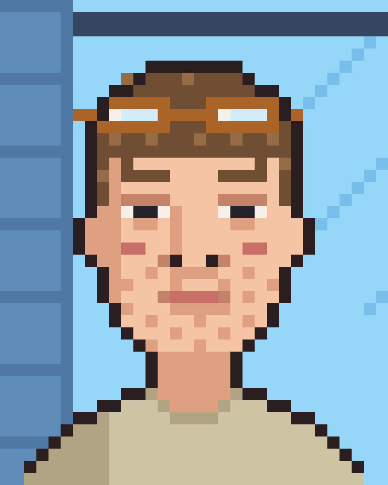 Pixel art portrait of Ari, the app developer behind Arisphere