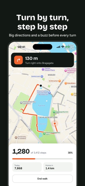 just10k screenshot: turn-by-turn walk mode